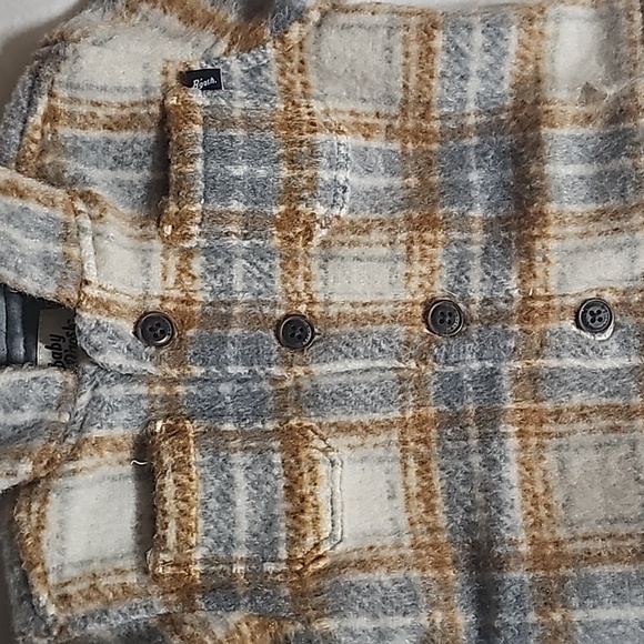 baby b'gosh Baby 3 Month Brown Plaid 2 Pockets Hooded Lined Button Front Jacket - Picture 7 of 14